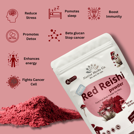 NATIVE HERBS RED REISHI MUSHROOM  POWDER - 200gm